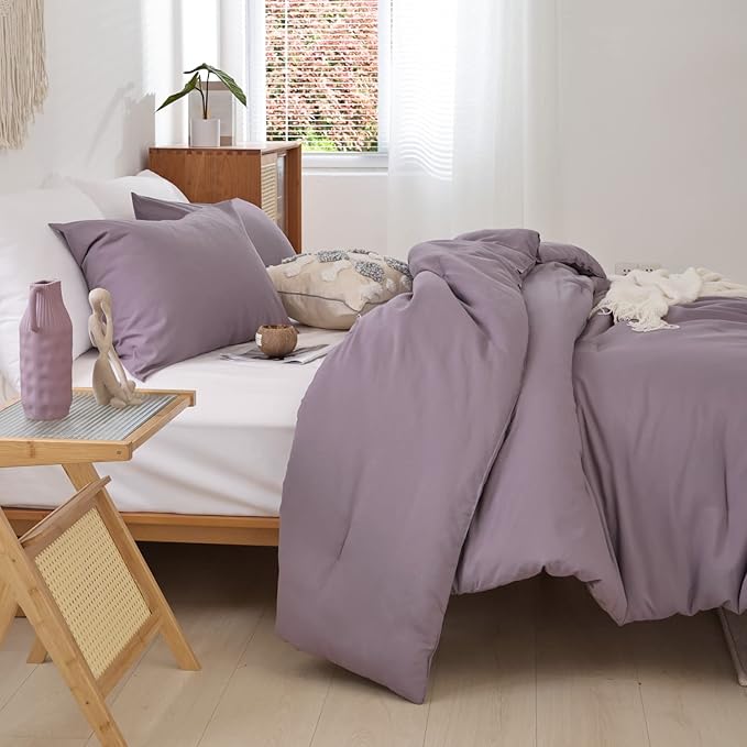 ROSGONIA Dusty Purple Twin/Twin XL Comforter Set for Boys Girls, 1 Comforter & 1 Pillowcase, Lightweight Kids Comforter Sets All Season Dorm Bedding