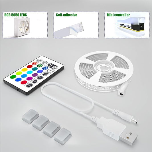 Tv Led Backlight,Maylit 14.3ft Led Strip Lights for 65-75in Tv,USB Powered Tv Lights kit with Remote,RGB Bias Lighting for Room Decor