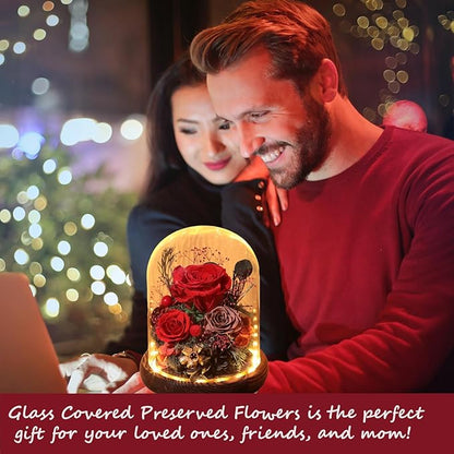 Lovenfold Flowers for Delivery Preserved Rose Gifts for Her,Long-Lasting Forever Flowers in Glass Dome,Birthday Gifts for Women Mom Wife Friend(Red Rose)