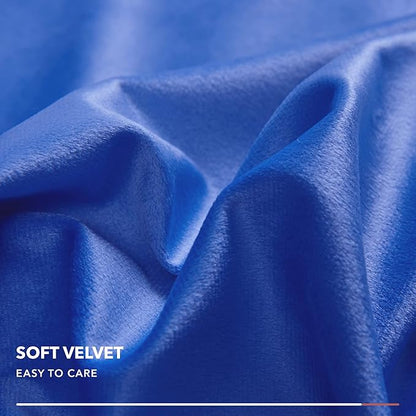 Deconovo Velvet Throw Pillow Covers, Set of 2, 26” x 26” Blue, Soft Square Pom-poms with Hidden Zipper Cover for Sofa Couch Car