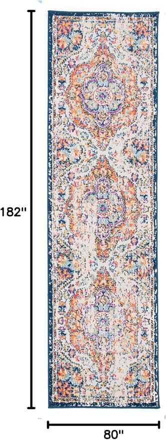 Rugshop Vintage Distressed Bohemian Area Rug for Living Room,Bedroom,Hallway Kitchen Entryway – Vibrant Multi-Color Tribal Design, 2'7" x 6'