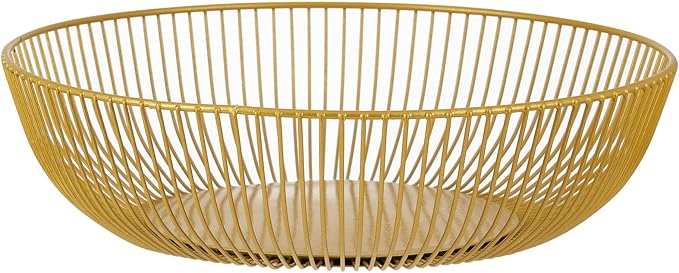 IBWell Gold Wire Fruit Basket Fruit Bowl Kitchen Fruit Basket Stand Fruit Bowls for the Counters Metal Fruit Bowl (Exposure)