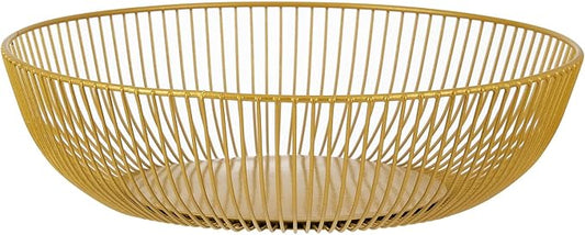 IBWell Gold Wire Fruit Basket Fruit Bowl Kitchen Fruit Basket Stand Fruit Bowls for the Counters Metal Fruit Bowl (Exposure)