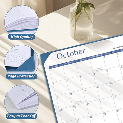 Gannyfer Desk Calendar 2026 with Desktop Mat, Simplified Large 22" x 17" Desktop Pad Calendar, 18 Month Desk Calendar 2026-2027, Use Now to Feb 2027, Office Supplies Perfect for Home School and Office - Blue