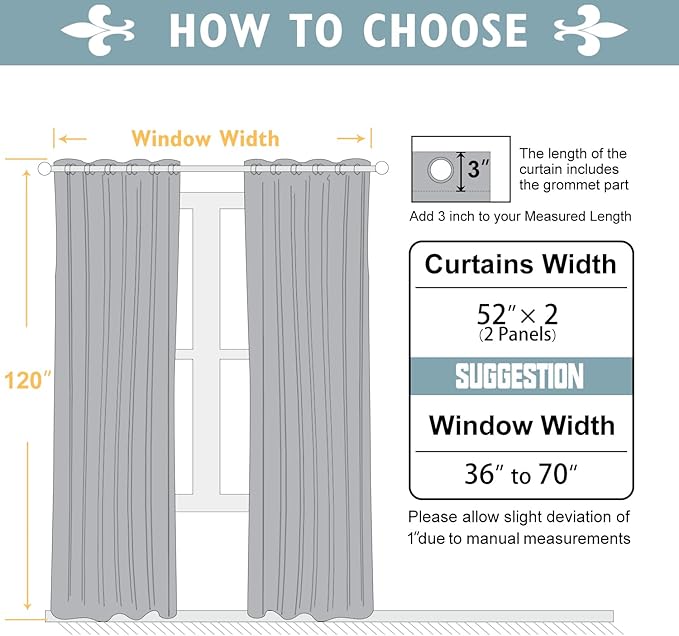 ChrisDowa Blackout Curtains 120 Inches Long 2 Panels Set for Living Room, Grommet Thermal Insulated Room Darkening Curtains for Bedroom (Royal Blue, 52 x 120 Inch)