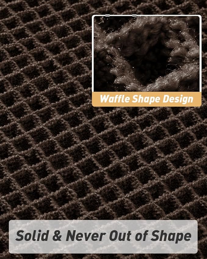 Upgraded Waffle Runner Rug Super Absorbent Non Slip Bath Mats for Bathroom Machine Washable Bathroom Runner Rug with Tassels, Ideal for Hallway Bedroom Laundry Room, Chocolate, 2'x 6'(24" x 72")