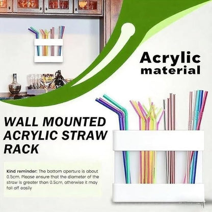 Straw Holder For Cabinet With Double Sided Adhesive Tape Reusable Cabinet,Straw Organizer For Cabinet, Fridge And Kitchen Counter(White)