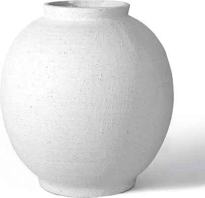 White Ceramic Large Vase - 11 Inch Round Modern Ceramic Vases,Tall Vase for Decor Living Room Table Decor and Festive Home Interiors