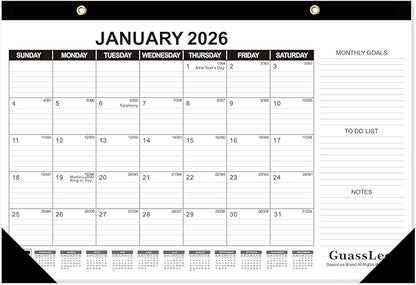 GuassLee Desk Calendar 2026-2027 - 18 Months Calendar 17" × 11.5" Desk Calendar from Jan. 2026 to Jun. 2027 with Julian Date, Monthly Goals, To-do List, Notes for Home School Office