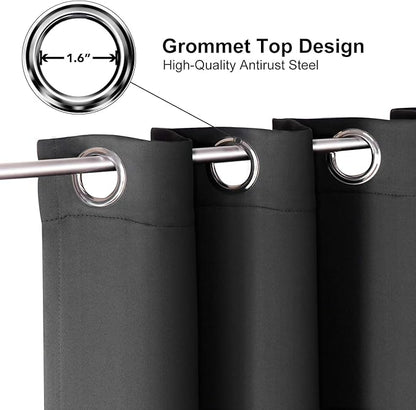 ChrisDowa Small Window Curtains for Kitchen and Bedroom - Grommet Short Thermal Insulated Room Darkening Curtains (2 Panels, Dark Grey, 34 x 36 Inch)