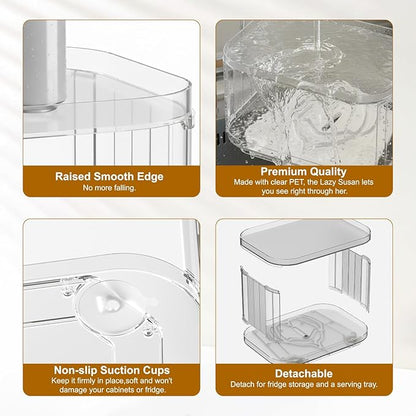 2 Tier Lazy Susan (1 Pack) Kitchen Organizer for Canned Goods Turntable Organizer for Cabinet/Pantry/Kitchen/Countertop/Bathroom/Vanity/Medicine Cabinet Organizer/Refrigerator