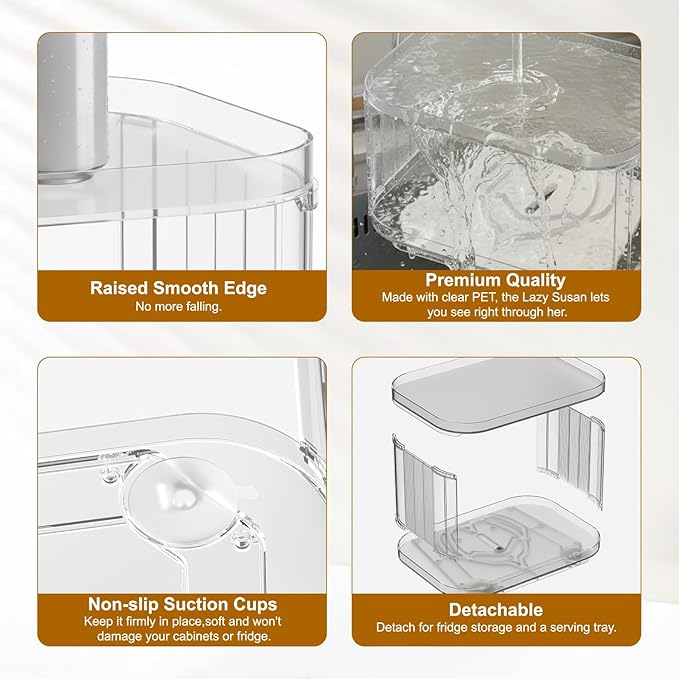 Lazy Susan Organizer for Refrigerator (2 Pack)