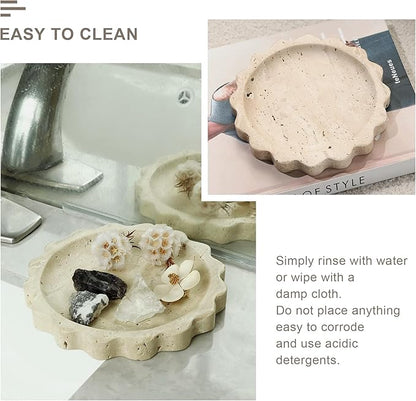 Marble Jewelry Tray, Catchall Bowl for Rings & Keys - Vanity Organizer with Natural Stone Design, Home Deco, yuanxinghuabiantuopan