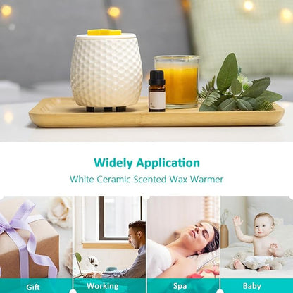 Wax Melt Warmer Ceramic Wax Melt Burner for Scented Cubes Electric Oil Burner Melter with Silicone Dish Fragrance Warmer for Home Office Bedroom Gift & Decor (Honeycomb)
