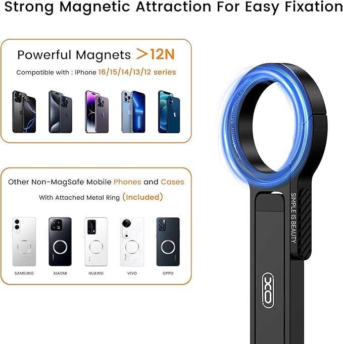 Magnetic Tripod for iPhone, Portable Cell Phone Tripods for Magsafe Strong Suction Pocket Mini Tripod Phone Stand Magnet Phone Mount Compatible with iPhone 17 16 15 14 13 12 Series