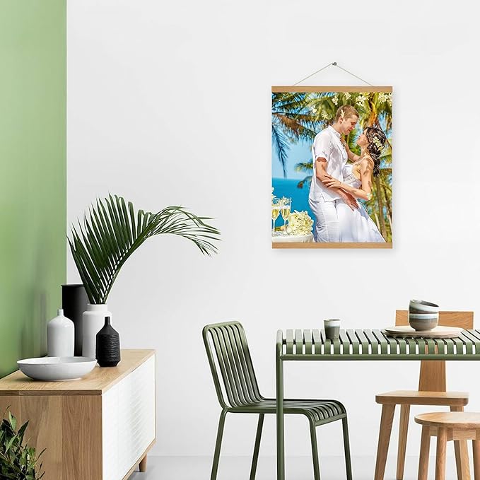 SZDHHH Custom Photo Prints with Magnetic Hanger Frame Canvas Poster Prints With Your Photos Personalized Hanging Poster Pictures Wall Art Decor Framed for Home Decor Gifts Keepsakes (20" Lx16 W)