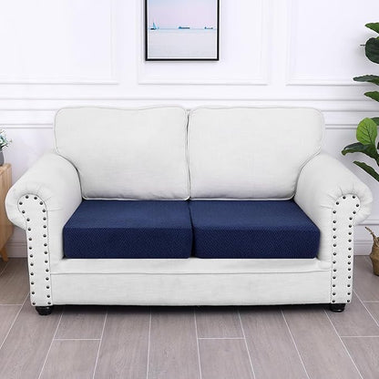 Smiry Waterproof Couch Cushion Covers, Stretch Jacquard Thick Sofa Cushion Covers, Washable Seat Slipcover Elastic Furniture Protector for Pets, Kid (2PC, Navy)