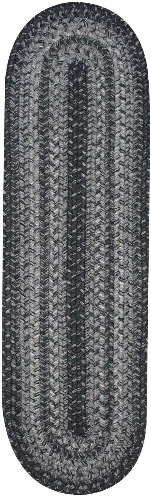 Homespice Flint Hill Jute Braided Staircase Step Treads, Warm Primitive Decor, Set of 13, Grey 8x28 Oval Rug for Stairs - Easy to Clean, Tightly Stitched and Durable