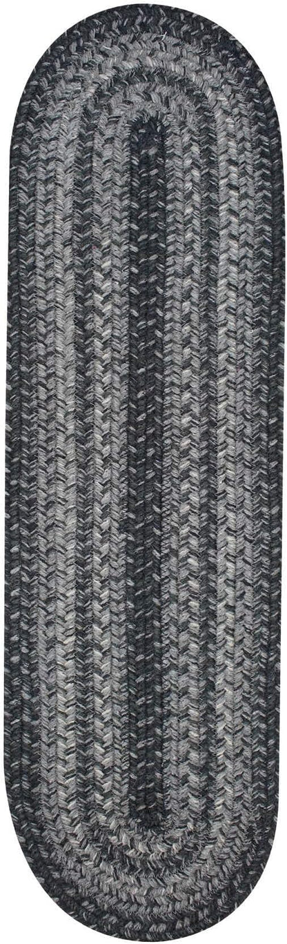 Homespice Flint Hill Jute Braided Staircase Step Treads, Warm Primitive Decor, Set of 13, Grey 8x28 Oval Rug for Stairs - Easy to Clean, Tightly Stitched and Durable