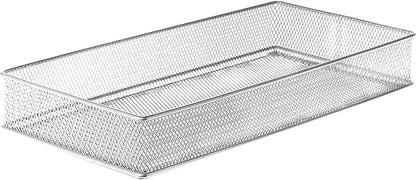 YBM HOME Silver Mesh Drawer Cabinet and or Shelf Organizer Bins, School Supply Holder Office Desktop Organizer Basket 1591s (1, 6x12x2 Inch)