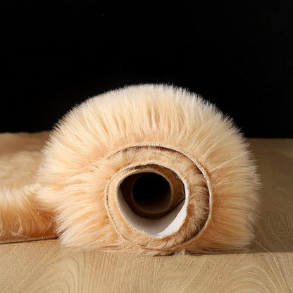 Fluffy Faux Fur Rug Brown Sheepskin Area Rug,4x6 Ft Ultra Soft Shaggy Plush Rug for Bedroom Bedside Living Room Nursery Kids Room