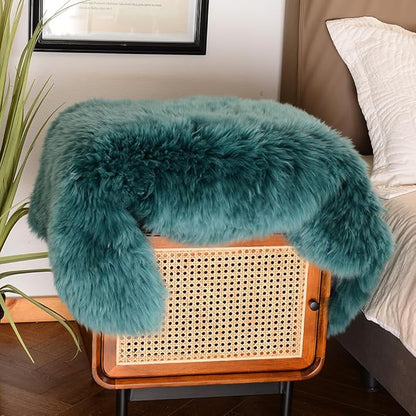 LLB Genuine Sheepskin Area Rug Wool Rug Fur Carpet Fluffy Shaggy Fur Rug for Living Room Kids Bedroom Real Sheepskin Throw Lambskin Rugs Sofa Mat Chair Seat Covers (Peacock Blue, 2 x 3 ft Sheepskin)
