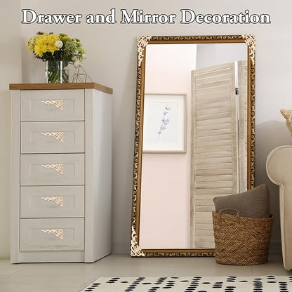 20 Pcs Wood Applique Corner Onlay Decorative Wood Applique DIY Wooden Carved Corner Unpainted Wooden Carved Decals Carving Decal for Furniture Wall Cupboard Bed Cabinet(Cute Style)