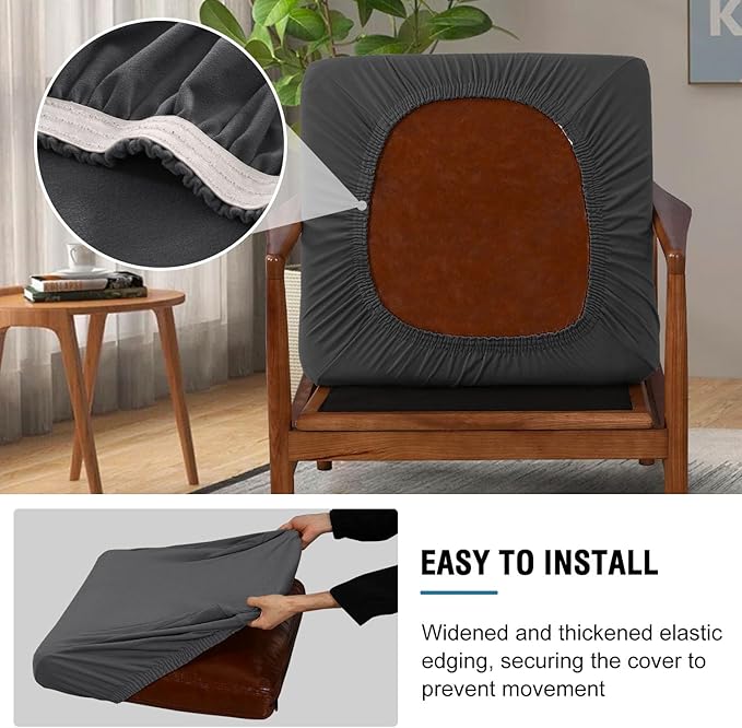H.VERSAILTEX Fleece Accent Chair Cover Couch Cushion Covers 2 Piece Armchair Cover Thick Soft Sofa Cushion Covers for Mid-Century Modern Accent Chair(Seat Cushion Cover Plus Back Cushion Cover, Grey)