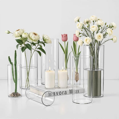 45 Pack Glass Cylinder Vase for Centerpieces, Clear Flower Glass Vases for Wedding Decorations, Hurricane Floating Candle, Holder for Table Centerpiece Wedding Home Décor