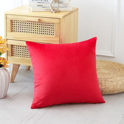 Artscope Luxury Velvet Pillow Covers Decorative Square Pillowcases Soft Solid Cushion Cases for Couch Sofa Bedroom Home Decor 20x20 Inch Red