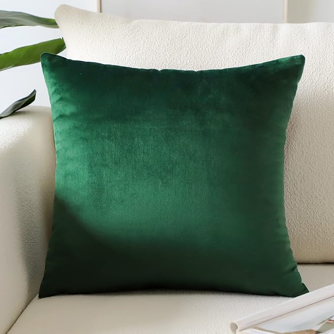 Artscope Luxury Velvet Pillow Covers Super Soft Decorative Square Throw Pillow Covers Case Cushion Covers for Sofa Couch Bedroom Car Decor 22x22 Inch Army Green