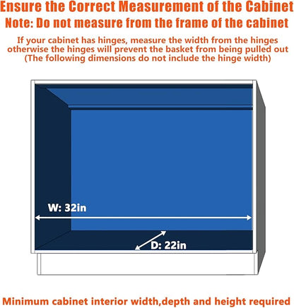 ROOMTEC Pull Out Cabinet Organizer, Slide Out Shelves 31" W x 21" D, Heavy Duty Kitchen Cabinet Organizers, Neutral