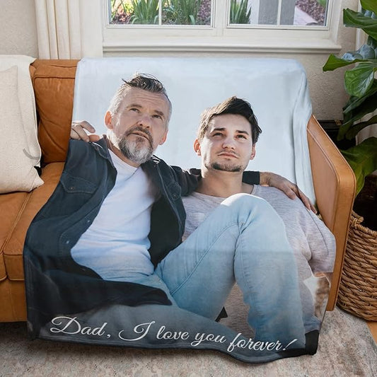 Dad Gifts Personalized Gifts from Daughter Custom Blankets with Photos and Text Multiple Colors Sizes Soft Flannel Gifts for Men Birthday Gifts for Dad