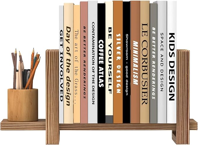 Adjustable Desktop Bookshelf Wooden Table Top Bookshelf Retro Mini Book Shelf Desk Organizer Magazine Files Letters Holder Rack, Easy Assembly No Tools or Nails Required, Tabletop Book Storage Rack