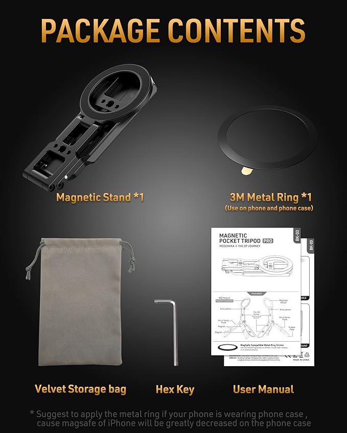 Dual Magnetic Phone Tripod Foldable Double Magnet Mount Pocket Cell Phone Stand for iPhone 16/15/14/13/12 Plus Max for Ipad Travel Gym Magnetic Tripod [US Patent Registered]