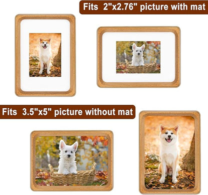 5x3.5 inch Natural Wood Picture Frame, Tabletop Wooden Small Photo Frame with Mat, Display Pictures 2x2.76 with Mat or 3.5x5 Without Mat for Desktop Display, Mini Photo Picture Frame (Beech)
