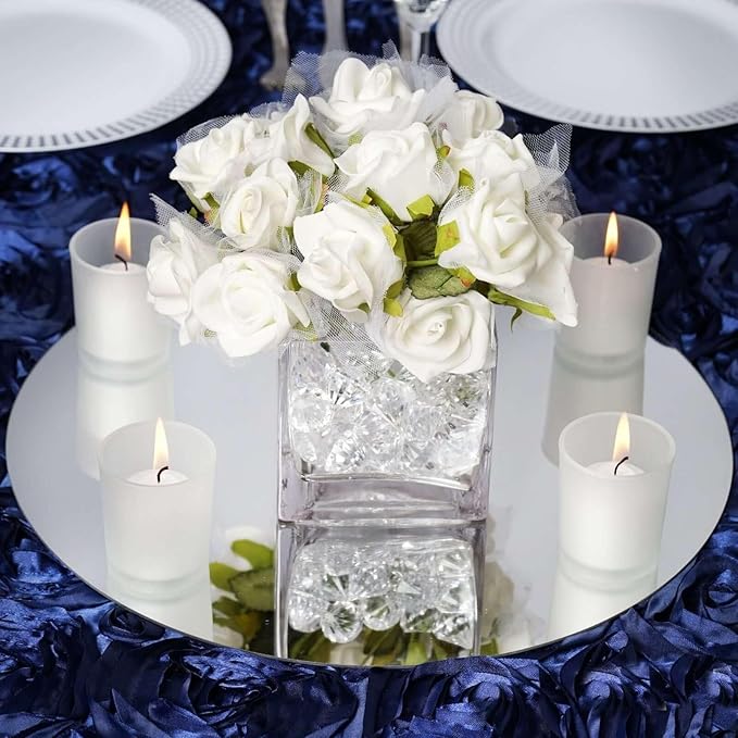 Efavormart 14" Round Glass Mirror Wedding Party Table Decorations Centerpieces - 4 PCS