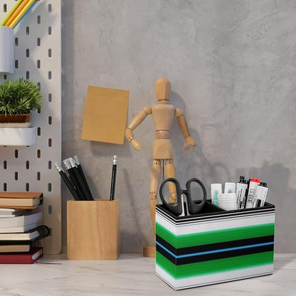 Large Desk Leather Pen Holder Table Pen Organizer Makeup Brush Storage Purple Mexican Blanket Stripes