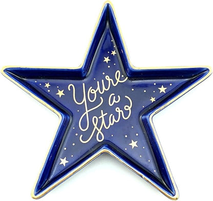 Stephanie Imports Star-Shaped You're a Star Ceramic Trinket Plate and Decorative Jewelry Dish