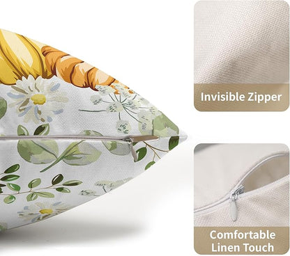 Pumpkin Fall Lumbar Pillow Covers 12x20 Set of 2 Yellow Saga Green Leaf Autumn Floral Thanksgiving Pillow Cases Outdoor Decorative Holiday Cushion Cover Decoration Farmhouse Home Sofa Couch Bed Decor