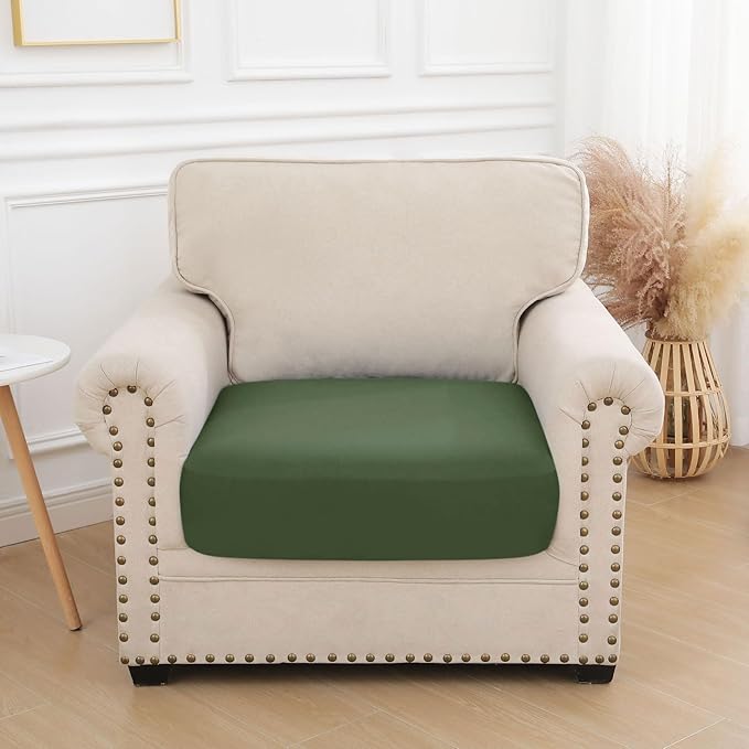 hyha Waterproof Couch Cushion Covers, Stretch Sofa Couch Seat Slipcover for Dog Washable, Non-Slip Waterproof Outdoor Cushion Covers for Patio Furniture Replacement (1 Piece for Small, Bronze Green)