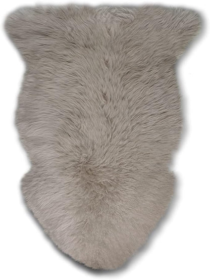 WaySoft New Zealand Sheepskin Area Rug – Genuine Fluffy Wool, Multiple Sizes, Bedroom or Living Room Decor(2ft x 3ft,Grey Beige)