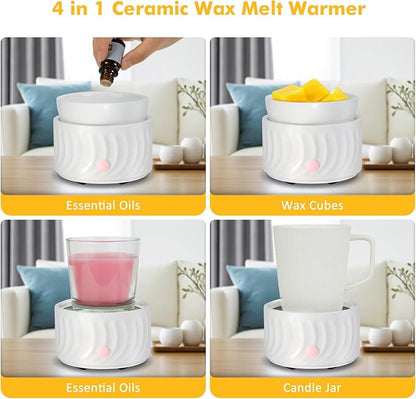 Bobolyn Wax Melt Warmer 4-in-1 Electric Ceramic Essential Oil Burner Warmer for Scented Wax Fragrance Melter for Home Office Bedroom Gifts for Her & Home Decor