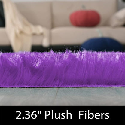 Latepis 8x10 Area Rugs for Living Room Fluffy Bedroom Purple Washable Faux Fur Rug Fuzzy Shag Rug Carpet Floor Plush Room Rug Home Decor Rectangle