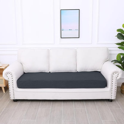 Smiry Waterproof Couch Cushion Covers, Stretch Jacquard Sectional Couch Covers, L Shape Chaise Lounge Sofa Slipcover, Washable Elastic Furniture Protector for Pets, Kid (Large, Dark Grey)