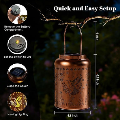 Solar Lanterns Outdoor Waterproof, Garden Decor Gifts for Women Mom Grandma, Outdoor Hanging Lantern Solar Lights, Metal Decorative Light for Yard, Patio, Backyard, Porch, 1 Pack