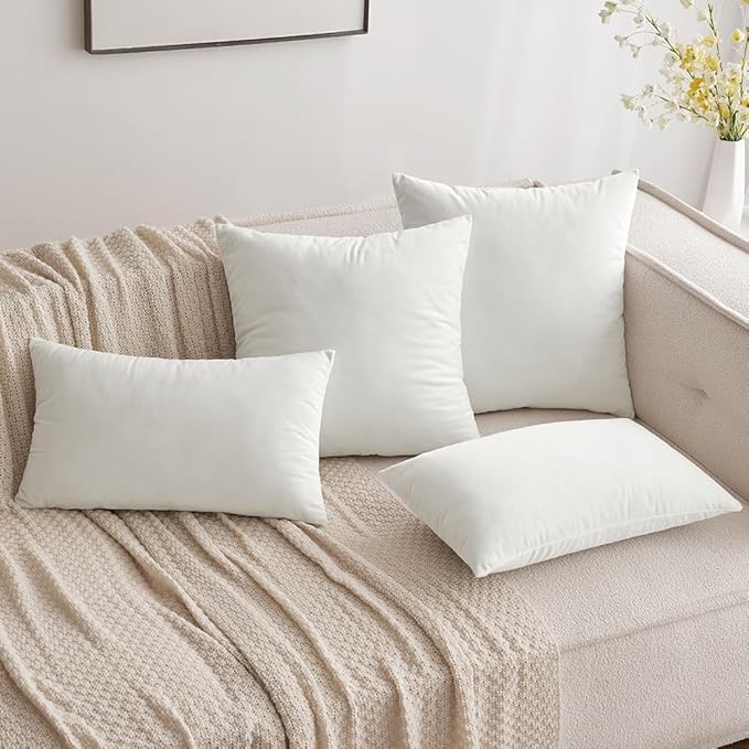 MIULEE Velvet Throw Pillow Covers 12x20 Inch, Pack of 2 - Pure White, Soft Solid Lumbar Decorative Pillow Covers Modern Luxury Home Decor for Spring Couch Sofa Bedroom Livingroom