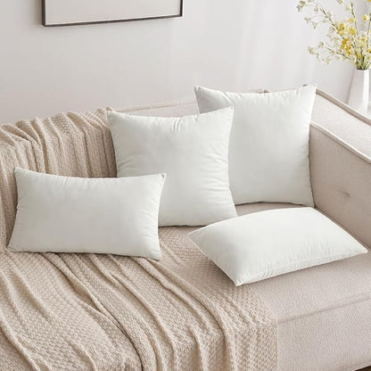 MIULEE Velvet Throw Pillow Covers 12x20 Inch, Pack of 2 - Pure White, Soft Solid Lumbar Decorative Pillow Covers Modern Luxury Home Decor for Spring Couch Sofa Bedroom Livingroom