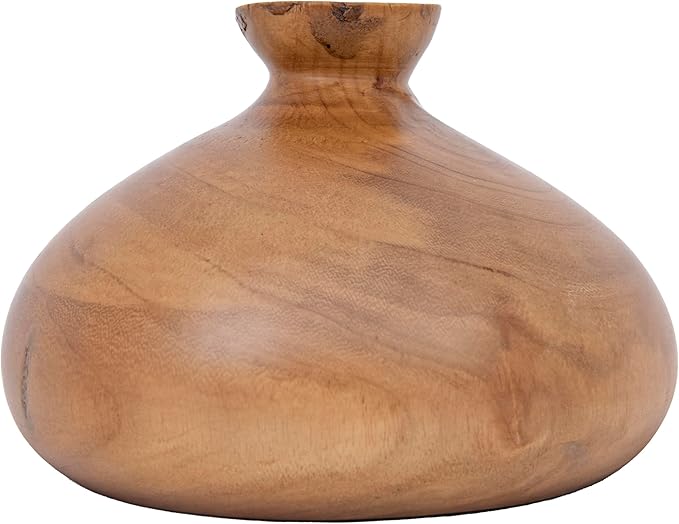 Creative Co-Op Decorative Paulownia Wood Vase, Walnut Finish