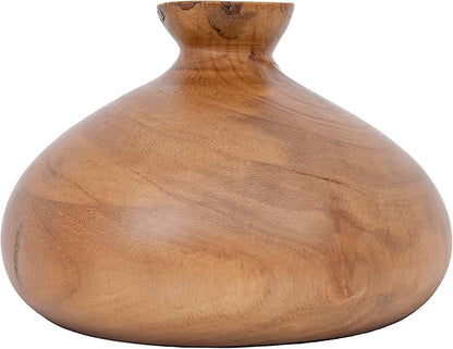 Creative Co-Op Decorative Paulownia Wood Vase, Walnut Finish